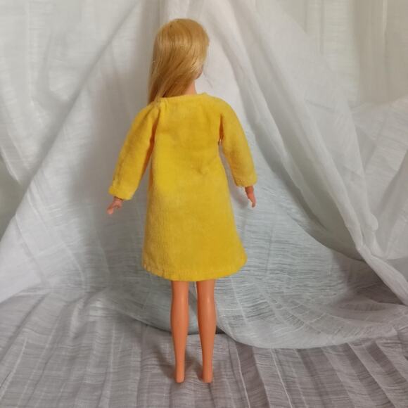 VTG Barbie Yellow Velvet Coat CLONE Clothes Button Flower Detail Jacket NO DOLL - Picture 2 of 8